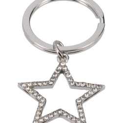 Portachiavi stella acciaio con strass